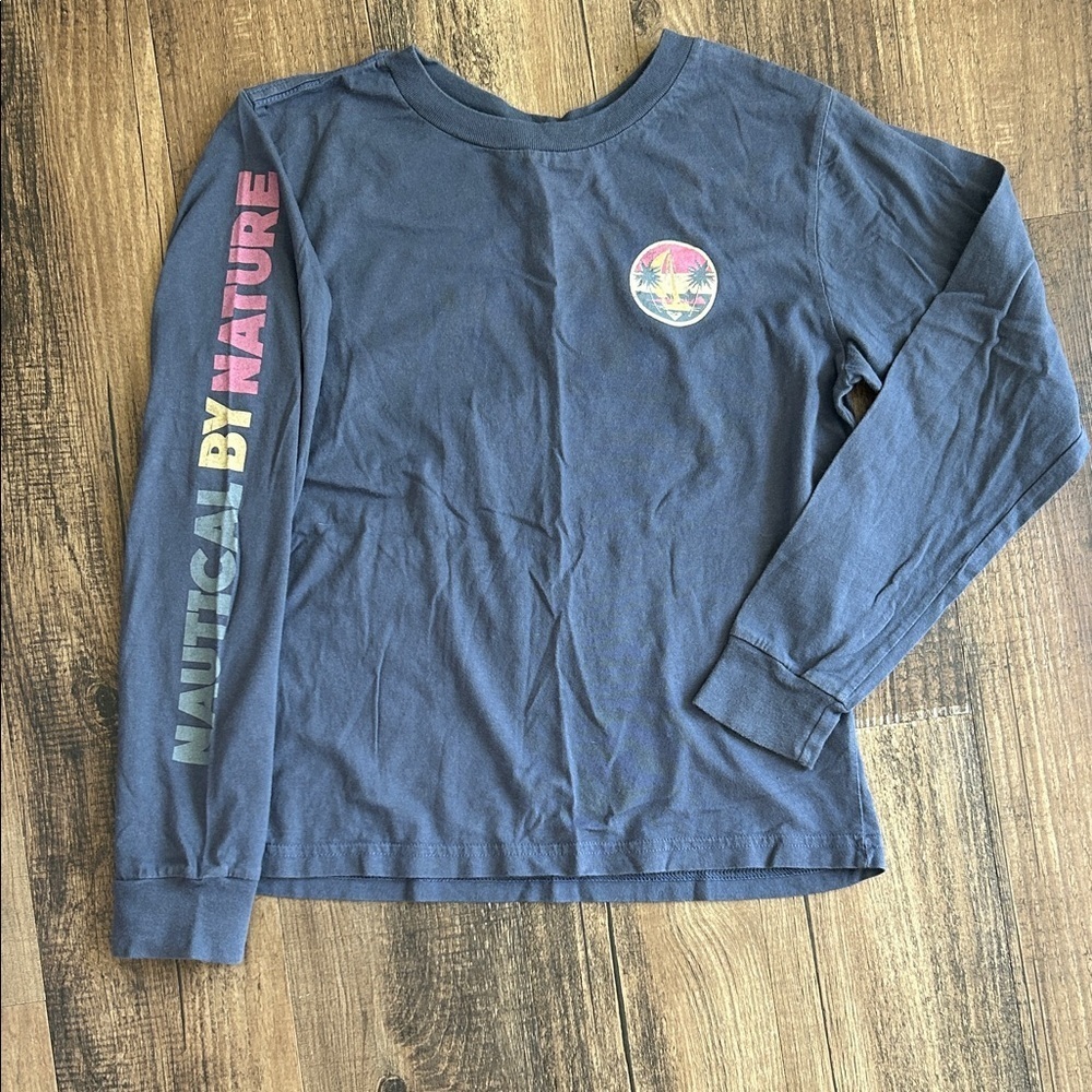 Roxy Navy Long Sleeve women’s Tee with Colorful Sleeve
